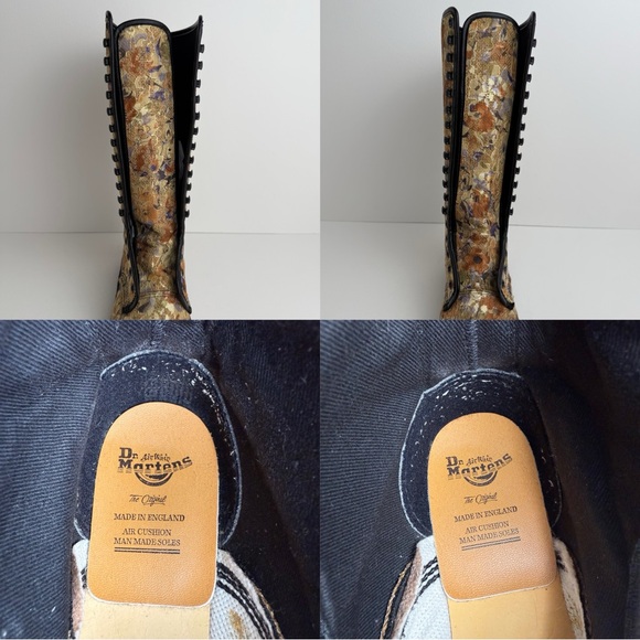 Vintage Dr. Martens Burlap Floral Lace Fabric England Tall Boho Boots UK 5 - Picture 13 of 16